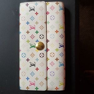 TAKASHI MURAKAMI X LOUIS VUITTON WHITE MONOGRAM MULTICOLORE SARAH WALLET